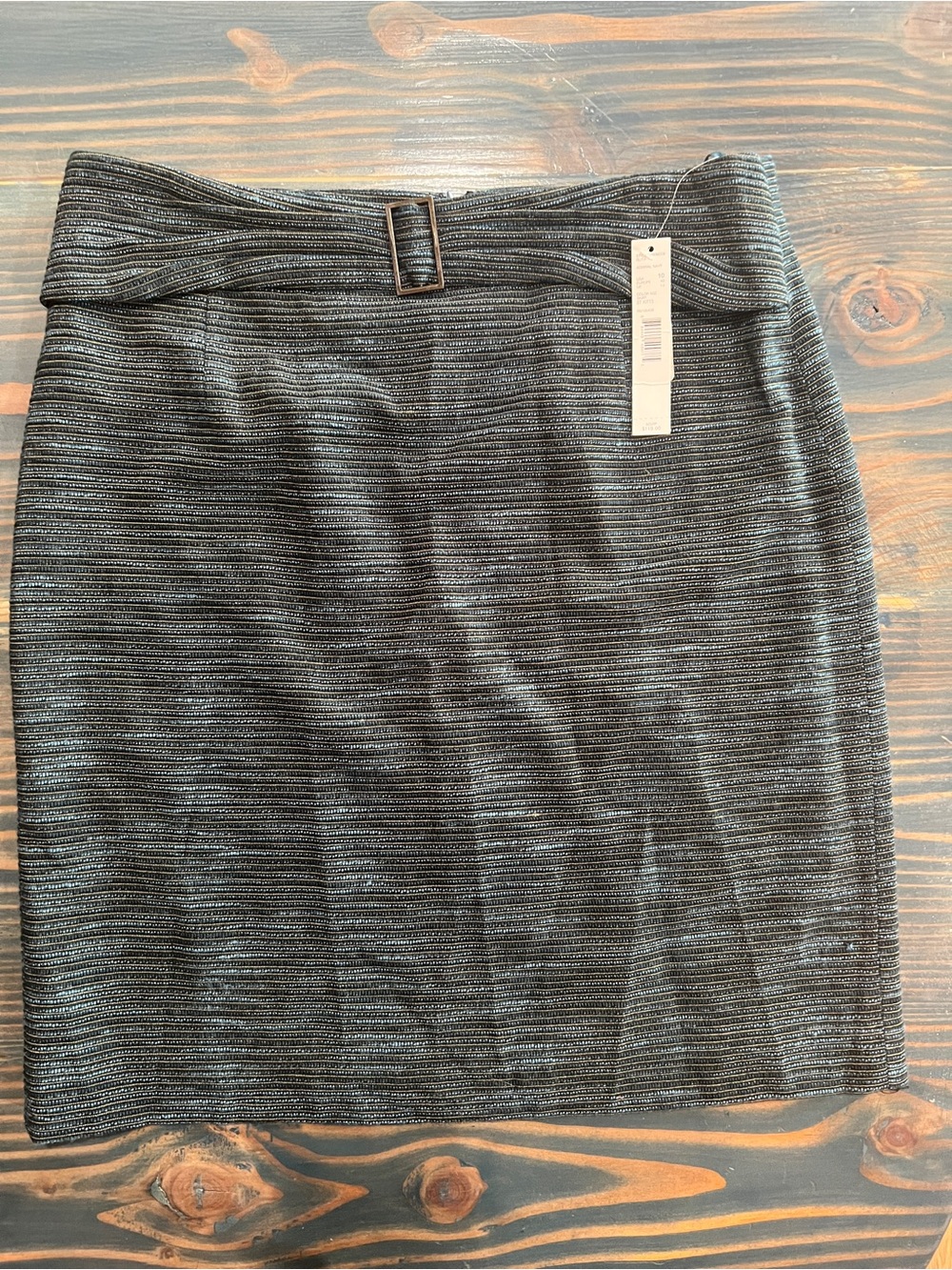 Antonio Melani Women's Admiral NavyTextured  Pencil Skirt with Waist Belt